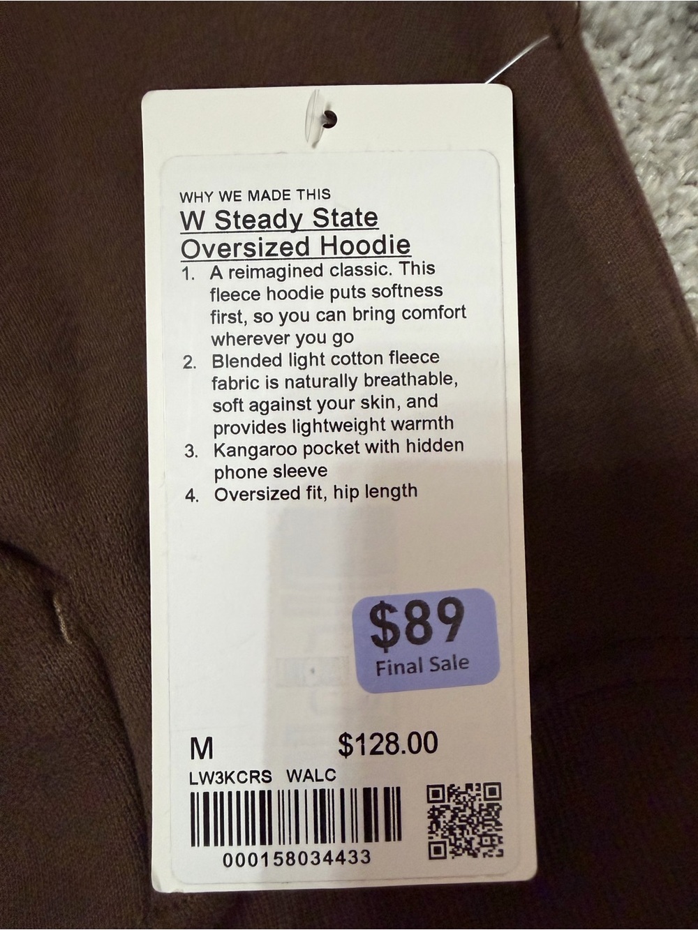 NWT Lululemon Steady State Oversized Hoodie – Walnut Crunch - Picture 6 of 6